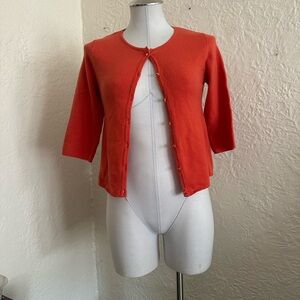 Tulle Brand Orange Lambs Wool Nylon Cardigan Sweater NWT Twee Small 2000s Zooey